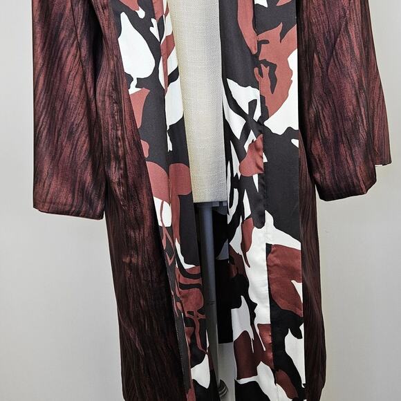 Chico’s Reversible Open Front Cardigan Duster Jacket Size 2 Large Abstract Satin - Picture 8 of 16